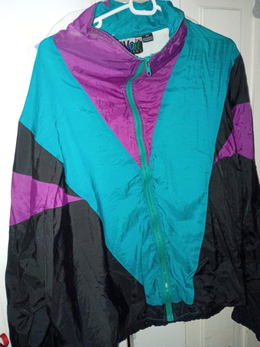 Vintage Voit Teal, Purple & Black Colorblock Windbreaker